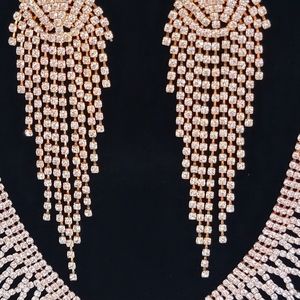 Crystal Pink Gold Color Evening Earrings